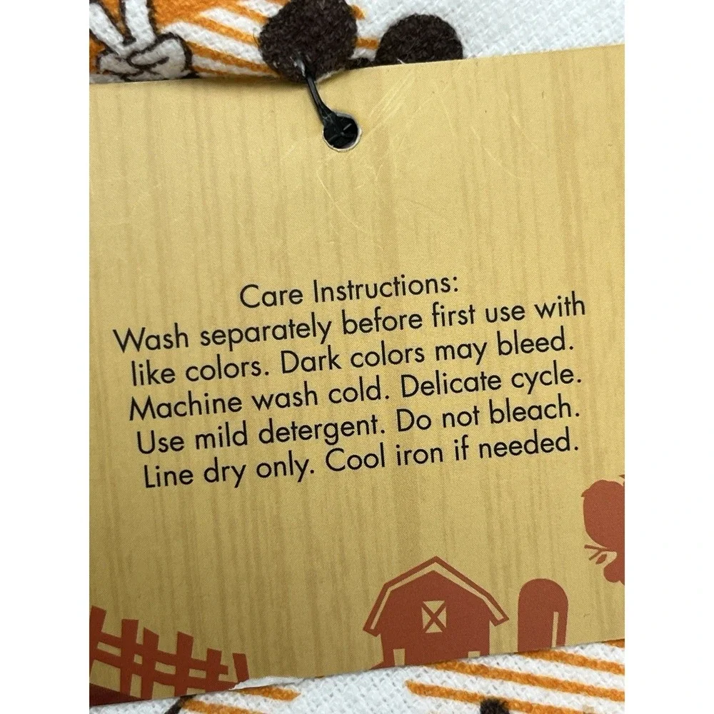 Disney Mickey Mouse Dish Towels, Set of 2 Orange &‎ White 100% Cotton NEW